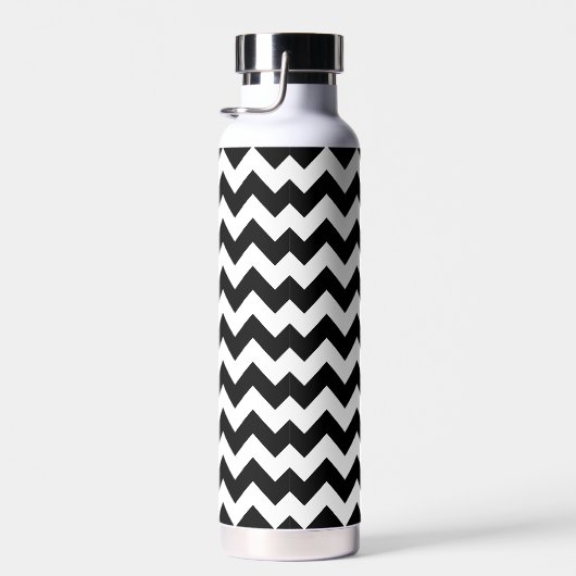 Zwart-wit zigzag patroon, Chevron Pattern Waterfles (Rechts)