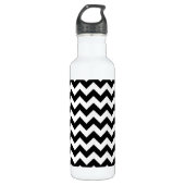 Zwart-wit zigzag patroon, Chevron Pattern Waterfles (Voorkant)
