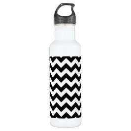 Zwart-wit zigzag patroon, Chevron Pattern Waterfles