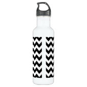 Zwart-wit zigzag patroon, Chevron Pattern Waterfles (Achterkant)
