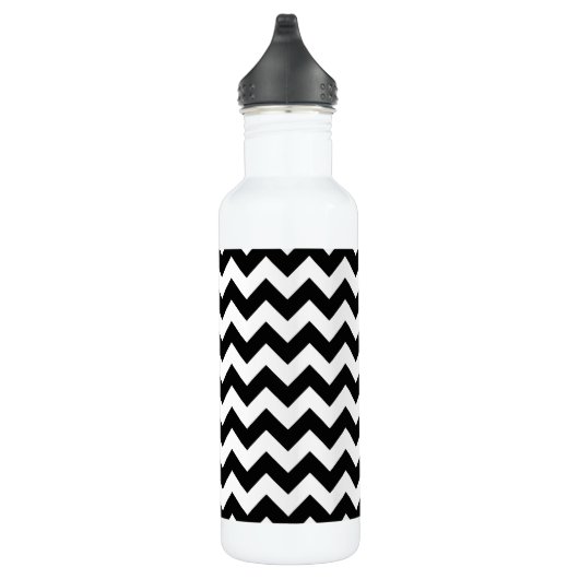 Zwart-wit zigzag patroon, Chevron Pattern Waterfles (Rechts)