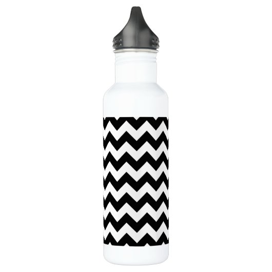 Zwart-wit zigzag patroon, Chevron Pattern Waterfles (Links)