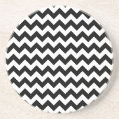 Zwart-wit zigzag patroon, Chevron Pattern Zandsteen Onderzetter (Voorkant)