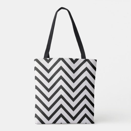 Zwart-wit Zigzag Pattern Bag Tote Bag (Achterkant)