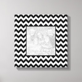 Zwart-wit Zigzag Square Border Foto Canvas Afdruk