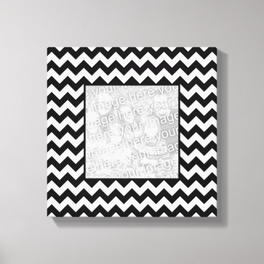 Zwart-wit Zigzag Square Border Foto Canvas Afdruk (Voorkant)