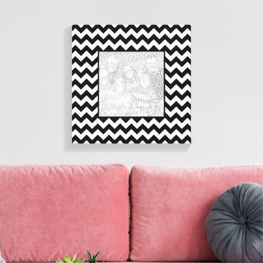 Zwart-wit Zigzag Square Border Foto Canvas Afdruk (Insitu (Woonkamer))