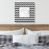Zwart-wit Zigzag Square Border Foto Canvas Afdruk (Insitu (Slaapkamer))
