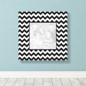 Zwart-wit Zigzag Square Border Foto Canvas Afdruk (Insitu (Houten vloer))