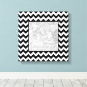 Zwart-wit Zigzag Square Border Foto Canvas Afdruk (Insitu (Houten vloer))