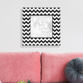 Zwart-wit Zigzag Square Border Foto Canvas Afdruk (Insitu (Woonkamer))