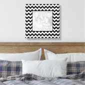 Zwart-wit Zigzag Square Border Foto Canvas Afdruk (Insitu (Slaapkamer))