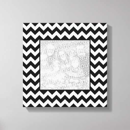 Zwart-wit Zigzag Square Border Foto Canvas Afdruk (Voorkant)