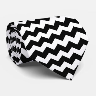 Zwart-wit zigzag streep stropdas