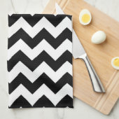 Zwart-wit zigzag theedoek (Quarter Fold)