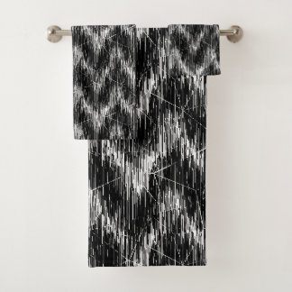 Zwart-wit zigzagmotief bad handdoek