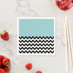 Zwart-wit zigzagpatroon, Chevron, Blauw Servet