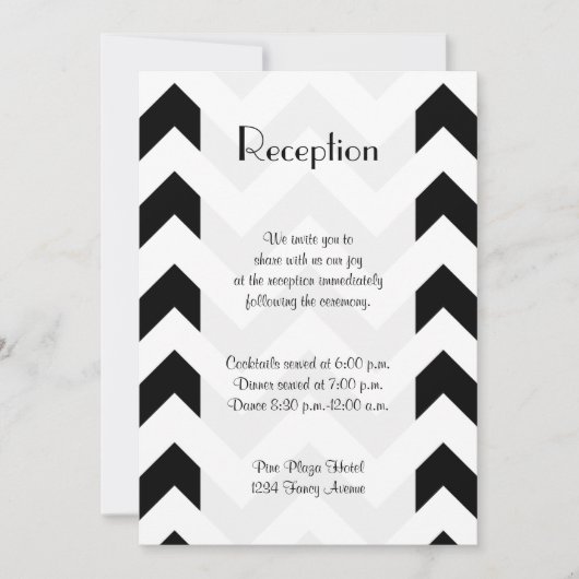 Zwart-wit zigzagpatroon, Chevron, Ontvangst Kaart (Voorkant)
