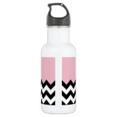 Zwart-wit zigzagpatroon, Chevron, Roze Waterfles (Achterkant)