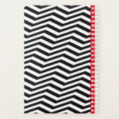 Zwart-wit zigzagpatroon met rode monogram planner (Achterkant)