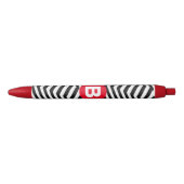 Zwart-wit zigzagpatroon met rode monogram zwarte inkt pen (Voorkant)