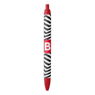 Zwart-wit zigzagpatroon met rode monogram zwarte inkt pen
