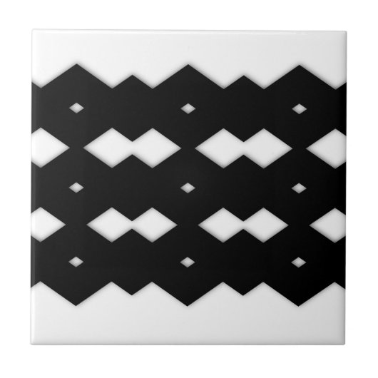 Zwart-wit zigzagpatroon tegeltje (Voorkant)