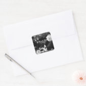 Zwart & Wit Zijde Bloemen & Kant Masquerade Party Vierkante Sticker (Envelop)