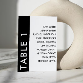 Zwart & wit zijstreep bruiloft zitgrafiek kaart