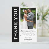 Zwart & Wit Zijstreep Foto Bruiloft Bedankkaart (Staand voorkant)