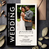 Zwart & Wit Zijstreep Foto Bruiloft Kaart