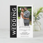 Zwart & Wit Zijstreep Foto Bruiloft Kaart (Staand voorkant)