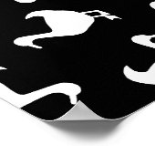 Zwart-wit zilhouettes printerpatroon zwart poster (Hoek)