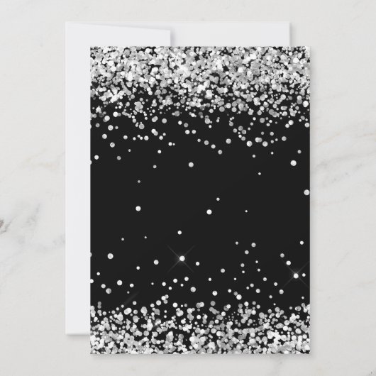 Zwart Wit Zilver 15e Verjaardagsfeestje Kaart (Achterkant)