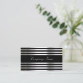 Zwart Wit Zilver Abstract Visitekaartje (Staand voorkant)