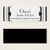 Zwart Wit Zilver Art Deco Bruiloft Drink Tickets Mini Visitekaartjes (Voorkant /achterkant)