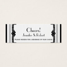 Zwart Wit Zilver Art Deco Bruiloft Drink Tickets
