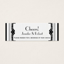 Zwart Wit Zilver Art Deco Bruiloft Drink Tickets Mini Visitekaartjes