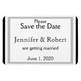 Zwart Wit Zilver Art Deco Bruiloft Save the Date Magneet