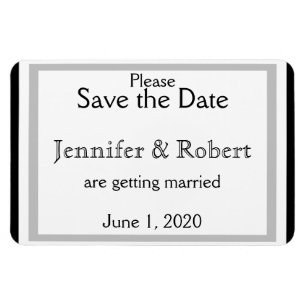 Zwart Wit Zilver Art Deco Bruiloft Save the Date Magneet