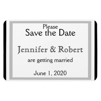Zwart Wit Zilver Art Deco Bruiloft Save the Date Magneet