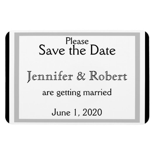 Zwart Wit Zilver Art Deco Bruiloft Save the Date Magneet (Horizontaal)