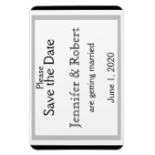 Zwart Wit Zilver Art Deco Bruiloft Save the Date Magneet (Verticaal)