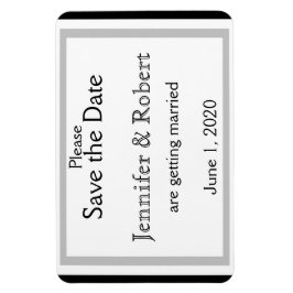 Zwart Wit Zilver Art Deco Bruiloft Save the Date Magneet