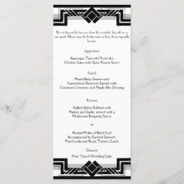Zwart Wit Zilver Art Deco Lijst Bruiloft Menu