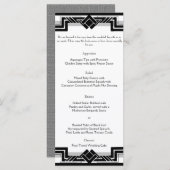 Zwart Wit Zilver Art Deco Lijst Bruiloft Menu (Voorkant / Achterkant)