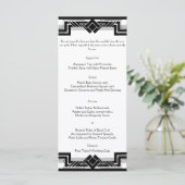 Zwart Wit Zilver Art Deco Lijst Bruiloft Menu (Staand voorkant)