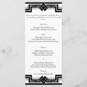 Zwart Wit Zilver Art Deco Lijst Bruiloft Menu (Voorkant)