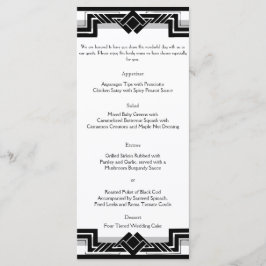 Zwart Wit Zilver Art Deco Lijst Bruiloft Menu