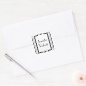 Zwart Wit Zilver Art Deco Lijst Envelope Seal Vierkante Sticker (Envelop)